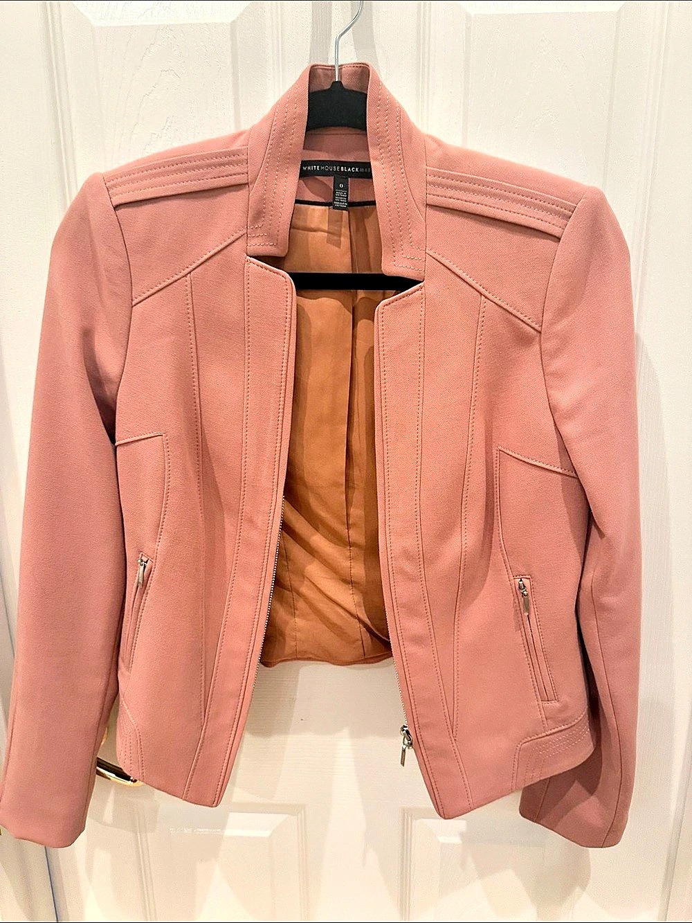White House Black Market Moto Jacket in Pink Size 0 Like New